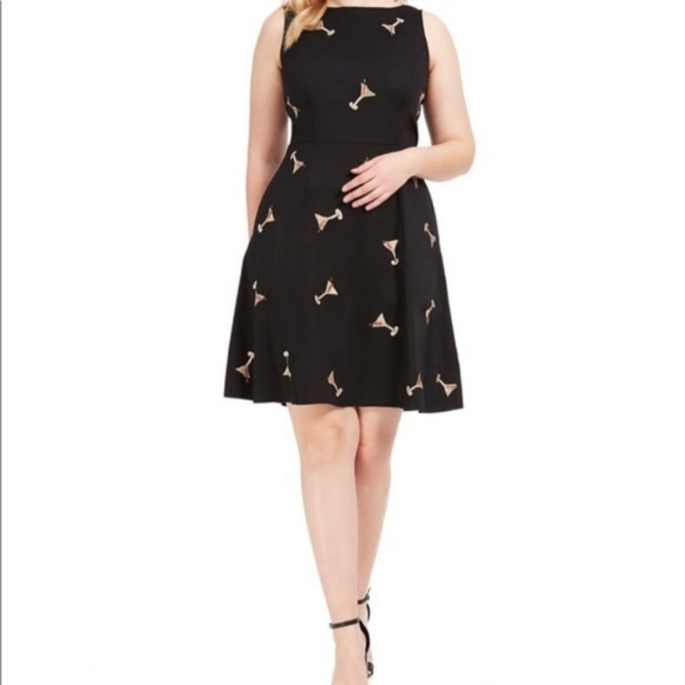 eShakti Martini Cocktail Fit & Flare Dress, Black - Picture 4 of 4